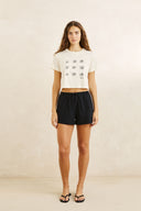 RHYTHM GEORGIA FLORAL CROP CREW TEE - WHITE