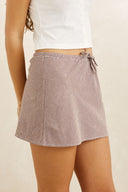 LONDON CHECK BIAS CUT MINI SKIRT - CHOCOLATE