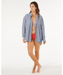 BEACH DAYS PINSTRIPE SHIRT  - DUSTY BLUE