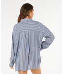 BEACH DAYS PINSTRIPE SHIRT  - DUSTY BLUE