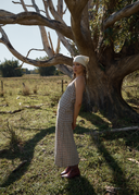 AFENDS FLIGHT RUMI SEERSUCKER DRESS - CHAI CHECK