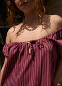 AFENDS LEDGER MINI DRESS - BURGUNDY STRIPE