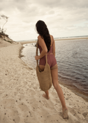 AFENDS LEDGER TANKINI - BURGUNDY STRIPE