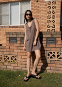 HOMETOWN MICHI MINI DRESS - COFFEE