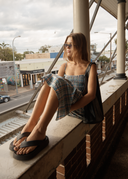 AFENDS AMELIE CHECK MIDI DRESS - MULTI