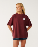 RIP CURL SPORTS DEPARTMENT HERITAGE TEE - DARK PLUM