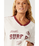 RIP CURL SURF CO OVERSIZE V NECK - BONE