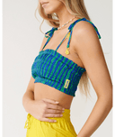 BLISS STRIPE SHIRRED BANDEAU - BLUE