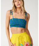 BLISS STRIPE SHIRRED BANDEAU - BLUE