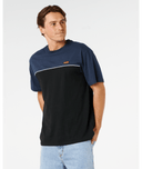 RIP CURL HALFA PANEL BEATER TEE - BLACK/NAVY