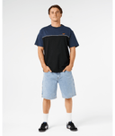 RIP CURL HALFA PANEL BEATER TEE - BLACK/NAVY