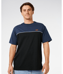 RIP CURL HALFA PANEL BEATER TEE - BLACK/NAVY