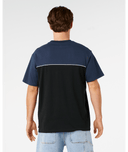 RIP CURL HALFA PANEL BEATER TEE - BLACK/NAVY