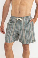RHYTHM PAISLEY STRIPE BEACH SHORT - OLIVE