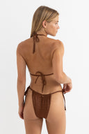 RHYTHM SUNSET GATHERED TIE SIDE ITSY PANT - CHOCOLATE