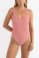RHYTHM LOLA CHECK SCOOP NECK ONE PIECE - FIRE