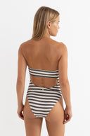 RHYTHM TAMI STRIPE STRAPLESS ONE PIECE - CHOCOLATE