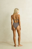 RHYTHM DREAMER TIE FRONT ONE PIECE - CHOCOLATE