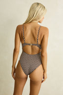 RHYTHM DREAMER TIE FRONT ONE PIECE - CHOCOLATE