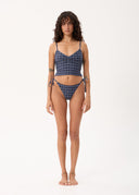 AFENDS THEA - SKIMPY BIKINI BOTTOM - MIDNIGHT CHECK