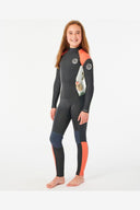 JUNIOR GIRLS DAWN PATROL 3/2mm BACK ZIP FULL SUIT - CHARCOAL