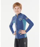 RIP CURL KIDS DAWN PATROL FRONT ZIP JACKET - LIGHT NAVY