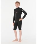 RIP CURL KIDS DAWN PATROL BACK ZIP LONG SLEEVE SPRING - BLACK