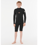 RIP CURL KIDS DAWN PATROL BACK ZIP LONG SLEEVE SPRING - BLACK