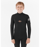 RIP CURL KIDS DAWN PATROL BACK ZIP LONG SLEEVE SPRING - BLACK