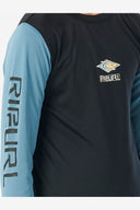 RIP CURL BOYS TUBE HEADS LS RASH VEST - BLACK