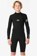 RIP CURL KIDS DAWN PATROL LONG SLEEVE 2/2 BACK ZIP SPRING SUIT - BLACK
