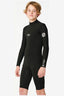 RIP CURL KIDS DAWN PATROL LONG SLEEVE 2/2 BACK ZIP SPRING SUIT - BLACK