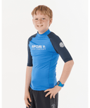 RIP CURL BOYS SHOCK UPF S/S - BLUE GUM