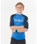 RIP CURL BOYS SHOCK UPF S/S - BLUE GUM