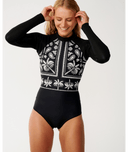 RIP CURL G BOMB LONG SLEEVE BACK ZIP SPRING - BLACK/BONE