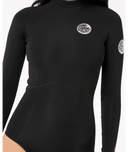 RIP CURL G-BOMB 1MM LONG SLEEVE BACK ZIP GOOD SPRING - BLACK