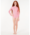 RIP CURL GIRLS NEON ISLES LS SURFSUIT - AQUA
