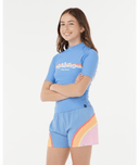 RIP CURL GIRLS SS SURF REVIVAL RASHIE - BLUE
