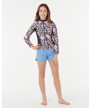 RIP CURL GIRLS SUNSET SKY Z/T RASH VEST - NAVY