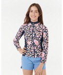 RIP CURL GIRLS SUNSET SKY Z/T RASH VEST - NAVY