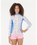 RIP CURL GIRLS SUNSET SKY Z/T RASH VEST- BONE