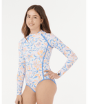 RIP CURL GIRLS SUNSET SKIES LS SURFSUIT- WHITE