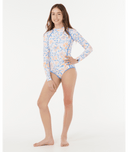 RIP CURL GIRLS SUNSET SKIES LS SURFSUIT- WHITE