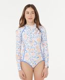 RIP CURL GIRLS SUNSET SKIES LS SURFSUIT- WHITE