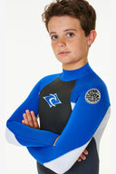 RIP CURL KIDS OMEGA 3/2MM E STITCHED BACK ZIP WETSUIT - BLUE