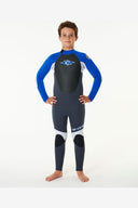 RIP CURL KIDS OMEGA 3/2MM E STITCHED BACK ZIP WETSUIT - BLUE