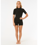 RIP CURL WOMENS DAWN PATROL 22 SHORT SLEEVE ECO SPRING - BLACK