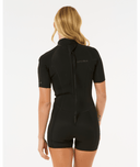 RIP CURL WOMENS DAWN PATROL 22 SHORT SLEEVE ECO SPRING - BLACK