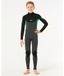 RIP CURL KIDS DAWN PATROL BACK ZIP 3/2MM - NEON GREEN