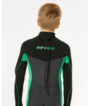 RIP CURL KIDS DAWN PATROL BACK ZIP 3/2MM - NEON GREEN